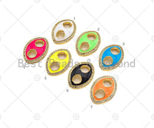 Load image into Gallery viewer, Colorful Enamel Oval Shape with Two Holes Connector, CZ Micro Pave Gold Link, Necklace Bracelet Charm Pendant,20x14mm,Sku#L560