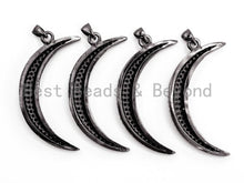 Load image into Gallery viewer, Black CZ Pave On Black Micro Pave Skull Head Moon Shape Charm Beads, Cubic Zirconia Pendant,7x39mm, sku#F395