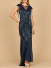 Load image into Gallery viewer, Beaded Fringe V-Neckline Dress with Cap Sleeves | Lara 28858