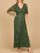 Load image into Gallery viewer, Beaded Gown with Half Cape