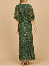 Load image into Gallery viewer, Beaded Gown with Half Cape