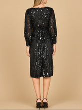 Load image into Gallery viewer, Lara 28855 - Beaded A-line Midi Dress with Long Sleeves