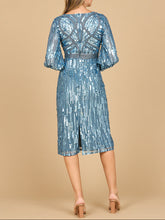 Load image into Gallery viewer, Lara 28855 - Beaded A-line Midi Dress with Long Sleeves