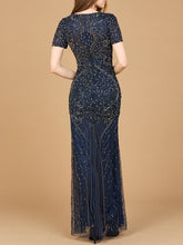 Load image into Gallery viewer, Short Sleeve Sheath Beaded Gown