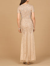 Load image into Gallery viewer, Short Sleeve Sheath Beaded Gown