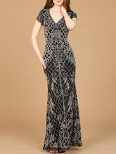 Load image into Gallery viewer, Cap Sleeve Mermaid Beaded Gown