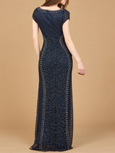 Load image into Gallery viewer, Beaded Mermaid Cap Sleeve Gown