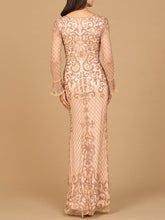 Load image into Gallery viewer, Beaded Long Sleeve V-neck Gown