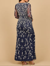 Load image into Gallery viewer, Lara 28870-  Long Sleeve Contrast Beaded Gown