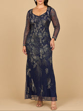 Load image into Gallery viewer, Long Sleeve Queen Anne Beaded Gown