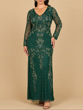 Load image into Gallery viewer, Lara 28877-  Long Sleeve Contrast Beaded Gown