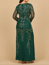 Load image into Gallery viewer, Lara 28877-  Long Sleeve Contrast Beaded Gown