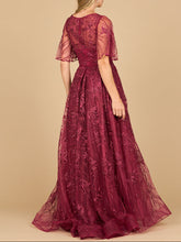 Load image into Gallery viewer, Lara 28880- Overskirt Lace Fitted V-Neck Gown with Cape Sleeves