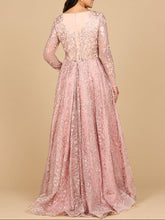 Load image into Gallery viewer, Long Sleeve Gown with Overskirt &amp; Illusion Neckline