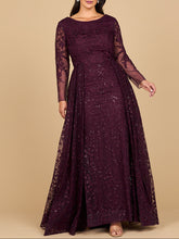 Load image into Gallery viewer, Long Sleeve Gown with Overskirt &amp; Illusion Neckline