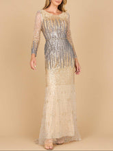 Load image into Gallery viewer, Mermaid, Beaded Long Sleeve Gown | 28886