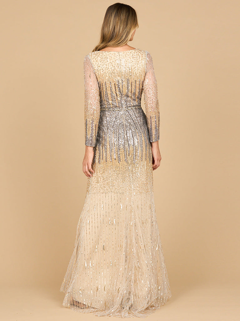 Mermaid, Beaded Long Sleeve Gown | 28886