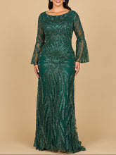 Load image into Gallery viewer, Lara 28887 - High Neck Beaded Dress with Bell Sleeves