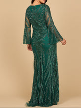 Load image into Gallery viewer, Lara 28887 - High Neck Beaded Dress with Bell Sleeves