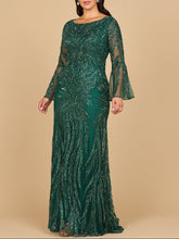 Load image into Gallery viewer, Lara 28887 - High Neck Beaded Dress with Bell Sleeves