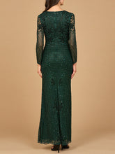 Load image into Gallery viewer, Long Sleeve Beaded Maxi Gown