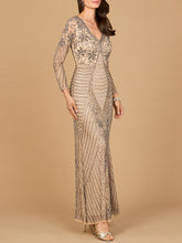 Load image into Gallery viewer, Long Sleeve Beaded Maxi Gown