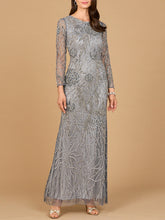 Load image into Gallery viewer, High Neck, Long Sleeve Beaded Gown | 28889