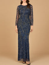 Load image into Gallery viewer, High Neck, Long Sleeve Beaded Gown | 28889