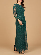 Load image into Gallery viewer, High Neck, Long Sleeve Beaded Gown | 28889
