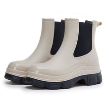 Load image into Gallery viewer, Women's Waterproof Martin Rain Boots | Thick Sole Mid-Calf PVC Boots | Black &amp; Khaki
