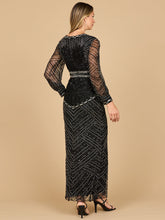 Load image into Gallery viewer, V Neck Beaded Long Sleeve Maxi Dress