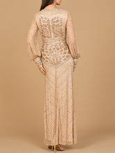 Load image into Gallery viewer, V Neck Beaded Long Sleeve Maxi Dress