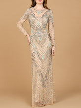 Load image into Gallery viewer, Long Sleeve Beaded Gown
