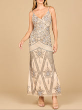 Load image into Gallery viewer, Contrast Beaded V-Neck Fitted Gown