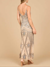 Load image into Gallery viewer, Contrast Beaded V-Neck Fitted Gown