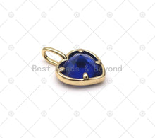 Load image into Gallery viewer, Colorful Glass Quartz Heart Shape with Gold Electric Wave Pendant, 18K Gold Filled Heart Charm, Necklace Bracelet Charm Pendant,Sku#CP38