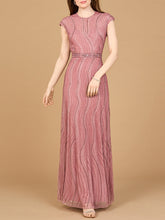 Load image into Gallery viewer, Cap Sleeve, Illusion Neck Beaded Gown