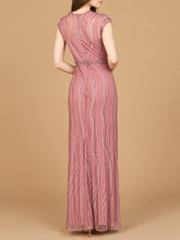 Load image into Gallery viewer, Cap Sleeve, Illusion Neck Beaded Gown
