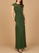 Load image into Gallery viewer, Cap Sleeve, Illusion Neck Beaded Gown