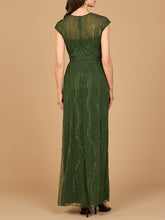 Load image into Gallery viewer, Cap Sleeve, Illusion Neck Beaded Gown