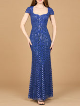 Load image into Gallery viewer, Beaded Gown with Glamourous Cap Sleeves