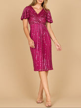 Load image into Gallery viewer, Beaded Midi Dress with Flutter Sleeves