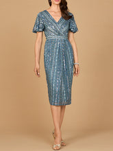 Load image into Gallery viewer, Beaded Midi Dress with Flutter Sleeves