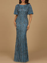 Load image into Gallery viewer, Beaded Gown with Flutter Sleeves