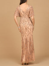 Load image into Gallery viewer, Beaded Gown with Flutter Sleeves