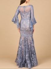 Load image into Gallery viewer, Illusion Neck, Long Bell Sleeve Gown