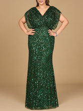 Load image into Gallery viewer, Beaded Gown with Draped Cape Sleeves