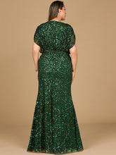 Load image into Gallery viewer, Beaded Gown with Draped Cape Sleeves