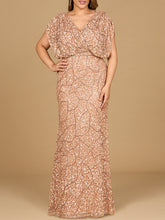 Load image into Gallery viewer, Beaded Gown with Draped Cape Sleeves