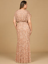 Load image into Gallery viewer, Beaded Gown with Draped Cape Sleeves